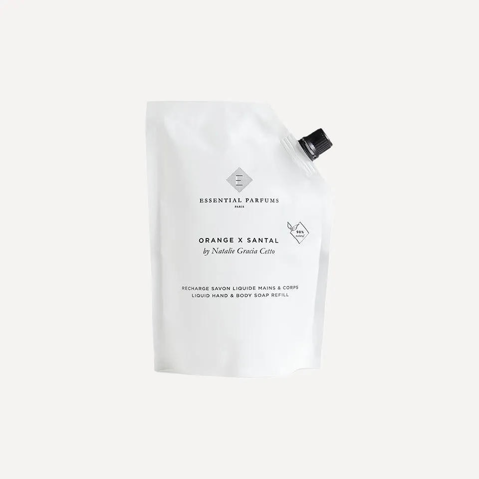 essential-parfums-orange-x-santal-savon-liquide-corps-mains-recharge-500-ml image 1